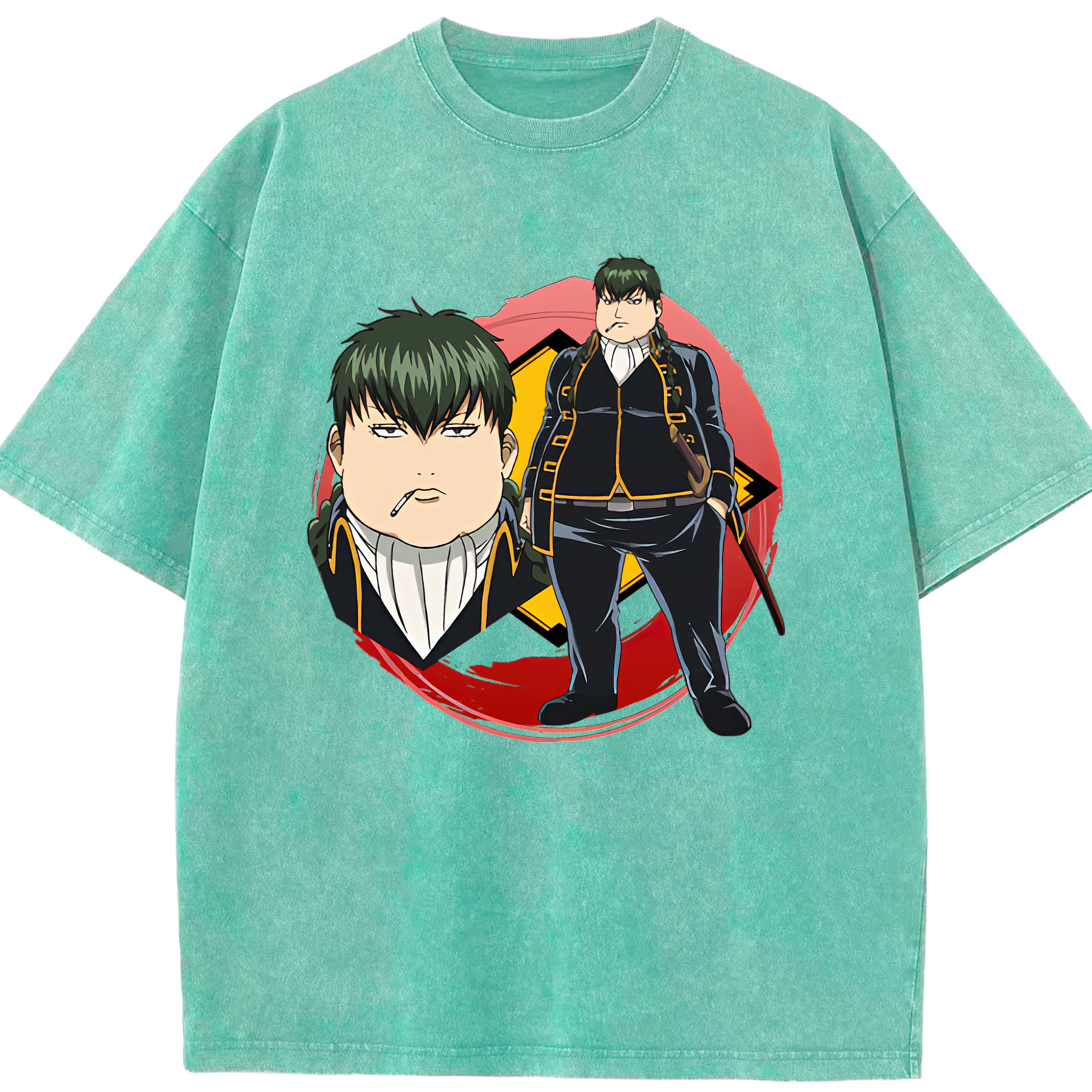 （画像用） ぎんたま 坂田銀時（さかたぎんとき） 神楽 志村新八（しむら しんぱち） GINTAMA Sakata Gintoki Kagura Shimura Shinpachi 綿100% ヴィンテージ風 半袖Tシャツ（フロントプリント）